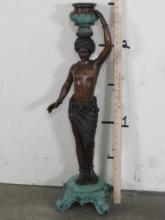 Stunning 30.75"Tall Bronze Statue of a Handsome Nubian Prince w/a pot on His Head BRONZE ART