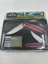 NEW Buck 2 Folding Knife Gift Set Liner Lock