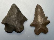 Pair of Nice Chert Bifurcate Points, Longest is 1 1/8", Found on Taylors Island, MD, Ex: Drapper