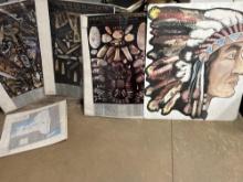 MASSIVE Posters, Native American Theme + Large Metal Sign, Pick Up Only, Good Condition Overall