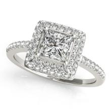 Certified 1.35 Ctw SI2/I1 Diamond 14K White Gold Engagement Halo Ring