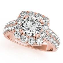 Certified 1.50 Ctw SI2/I1 Diamond 14K Rose Gold Engagement Halo Ring