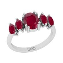 1.65 Ctw Ruby 14K White Gold Five Stone Ring