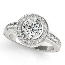 Certified 0.90 Ctw SI2/I1 Diamond 14K White Gold Bridal Engagement Ring