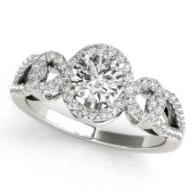 Certified 1.10 Ctw SI2/I1 Diamond 14K White Gold Engagement Halo Ring