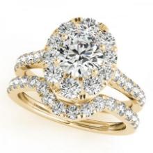 Certified 1.40 Ctw SI2/I1 Diamond 14K Yellow Gold Engagement Set Ring