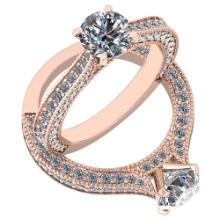 Certified 1.94 Ctw Diamond I1/I2 Engagement 14K Rose Gold Ring