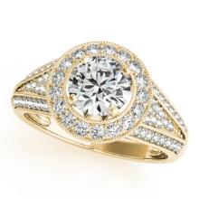 Certified 1.30 Ctw SI2/I1 Diamond 14K Yellow Gold Engagement Halo Ring