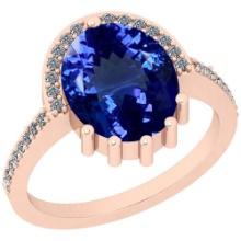 Certified 3.24 Ctw VS/SI1 Tanzanite and Diamond 14K Rose Gold Vintage Style Ring