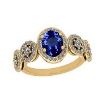 Certified 3.55 Ctw VS/SI1 Tanzanite And Diamond 14K Yellow Gold Bridal Style Wedding Ring