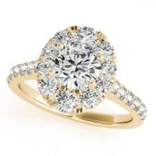 Certified 1.45 Ctw SI2/I1 Diamond 14K Yellow Gold Engagement Halo Ring