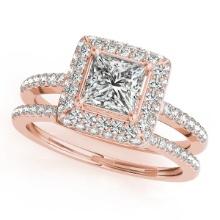 Certified 1.30 Ctw SI2/I1 Diamond 14K Rose Gold Vingate Style Bridal Set Ring