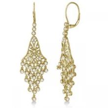 Bezel-Set Dangling Chandelier Diamond Earrings 14K Yellow Gold 2.27ctw