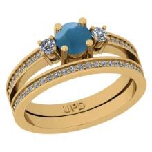 2.50 Ctw I2/I3 Aquamarine And Diamond 14K Yellow Gold Wedding Set Ring