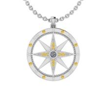 0.20 Ctw i2/i3 Treated Fancy Yellow And White Dimaond 14K White Gold Pendant