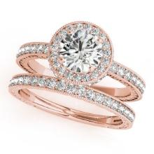 Certified 1.50 Ctw SI2/I1 Diamond 14K Rose Gold Filigree Engagement Halo Ring
