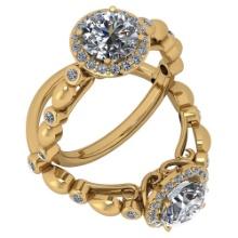 Certified 1.50 Ctw Diamond SI2/I1 Engagement 14K Yellow Gold Ring