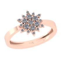 0.30 Ctw SI2/I1 Diamond 14K Rose Gold Cluster Ring