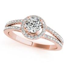 Certified 1.00 Ctw SI2/I1 Diamond 14K Rose Gold Wedding Halo Ring