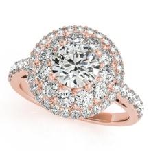 Certified 1.55 Ctw SI2/I1 Diamond 14K Rose Gold Engagement Halo Ring