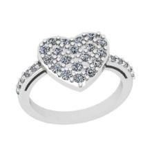 Certified 0.45 Ctw VS/SI1 Diamond 18K White Gold Heart Shape Promise Ring