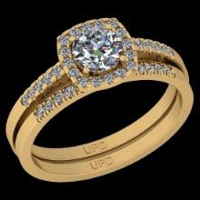 1.34 Ctw SI2/I1 Diamond 14K Yellow Gold Engagement Halo Set Ring