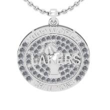 2.47 Ctw SI2/I1 Diamond 14K White Gold Basketball theme pendant necklace