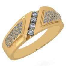 0.68 Ctw SI2/I1 Diamond 14K Yellow Gold Men's Band Ring