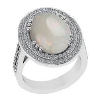 7.87 Ctw SI2/I1 Opal And Diamond 14K White Gold Engagement Ring