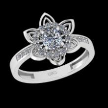 0.86 Ctw SI2/I1 Diamond 18K White Gold Engagement Ring