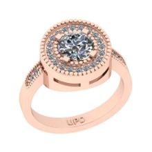 1.12 Ctw SI2/I1 Gia Certified Center Diamond 14K Rose Gold Wedding Halo Ring