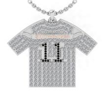 1.62 Ctw SI2/I1 Treated Fancy Black and white Diamond 14K White Gold football theme pendant necklace