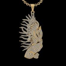 3.68 Ctw SI2/I1 Diamond 18K Yellow Gold Fish Pendant Necklace