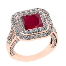 4.62 Ctw SI2/I1 Ruby And Diamond 14K Rose Gold Engagement Ring