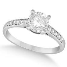 Cathedral Style Round Diamond Engagement Ring 14k White Gold 3.00ctw