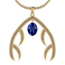 Certified 5.17 Ctw VS/SI1 Tanzanite And Diamond 14k Yellow Gold Victorian Style Necklace