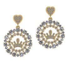 3.82 Ctw SI2/I1 Diamond Style Prong & Bezel Set 14K Yellow Gold Earrings