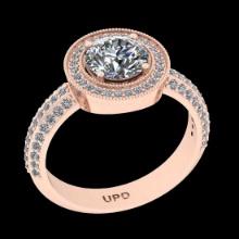 1.82 Ctw VS/SI1 Diamond 14K Rose Gold Engagement Halo Ring