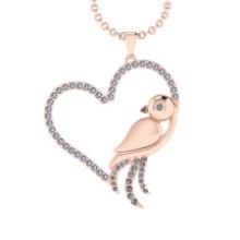 1.85 Ctw SI2/I1 Diamond 14K Rose Gold Birds Heart Pendant Necklace