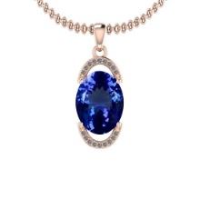Certified 4.54 Ctw VS/SI1 Tanzanite And Diamond 14K Rose Gold Vintage Style Necklace