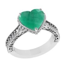 3.04 Ctw SI2/I1 Emerald and Diamond 14K White Gold Engagement Ring