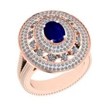 2.46 Ctw SI2/I1Blue Sapphire and Diamond 14K Rose Gold Engagement Ring