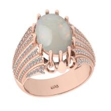 3.59 Ctw I2/I3 Opal And Diamond 14K Rose Gold Engagement Ring