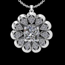 3.54 Ctw SI2/I1 Diamond 18K White Gold Pendant Necklace