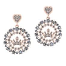3.82 Ctw SI2/I1 Diamond Style Prong & Bezel Set 14K Rose Gold Earrings
