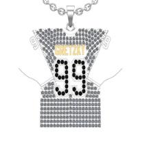 4.39 Ctw SI2/I1 Treated Fancy Black Diamond 14K White Gold Hockey theme Pendant Necklace