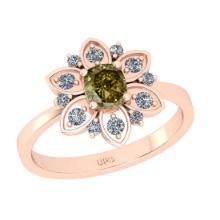 1.20 Ct GIA Certified Fancy Brown Yellow And White Diamond 14K Rose Gold Engagement Ring