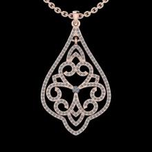1.03 Ctw SI2/I1 Diamond 14K Rose Gold Pendant Necklace
