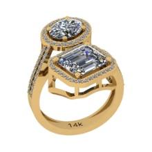 3.97 Ctw VS/SI1 Diamond 14K Yellow Gold Engagement Ring