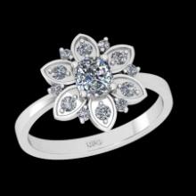 0.79 Ctw SI2/I1 Diamond 18K White Gold Engagement Ring